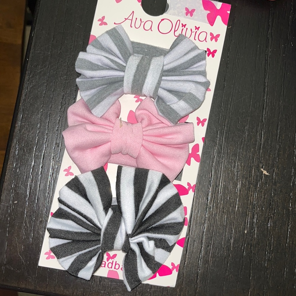 Baby head bands. Stripes black and white pink, gray white stripes nb-6mon.